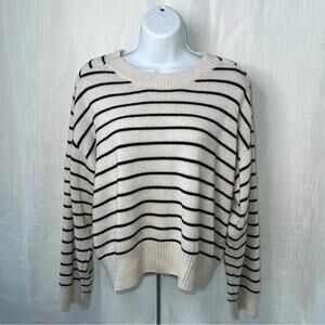 Studio B by Bobeau Off White Striped Cozy Warm Sweater Sz M